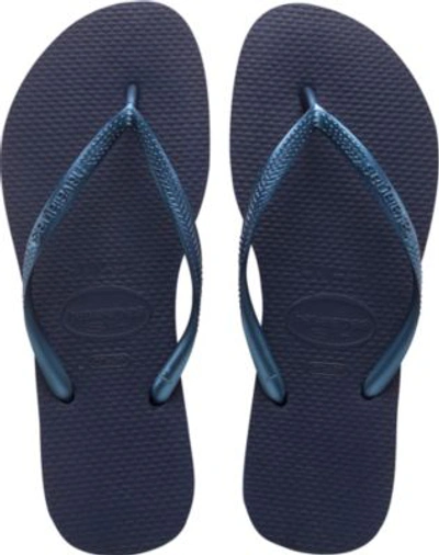 Shop Havaianas Slim Flip-flops, Mens, Size: 01/02/2017, Navy Blue