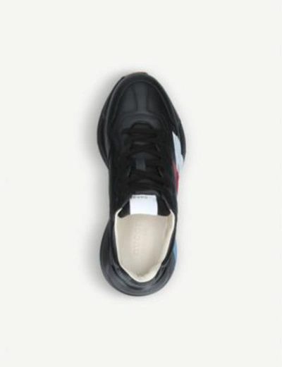 Shop Gucci Mens Rhyton Leather Trainers In Black