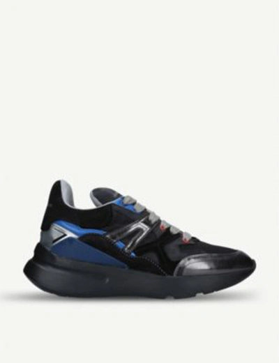 Shop Alexander Mcqueen Runner Suede And Leather Trainers In Black/comb