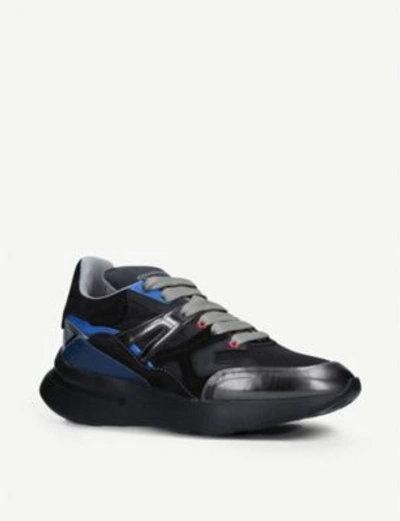 Shop Alexander Mcqueen Runner Suede And Leather Trainers In Black/comb