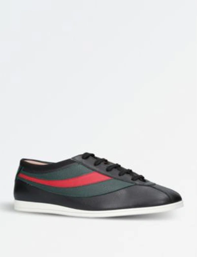 Shop Gucci Falacer Leather Sneakers In Black