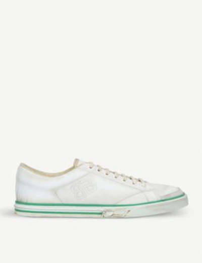 Shop Balenciaga Match Leather Low-top Trainers In White