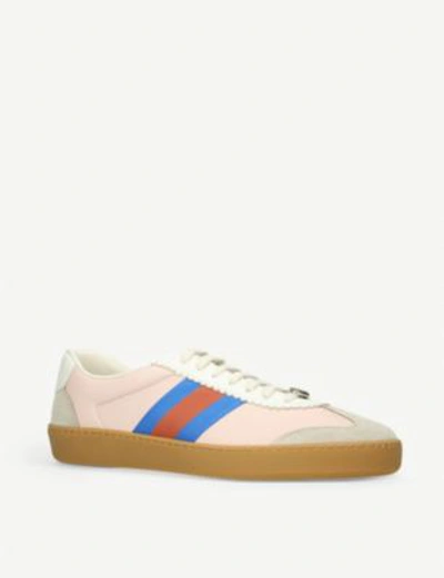 Shop Gucci Leather And Suede Web Trainers In Pink