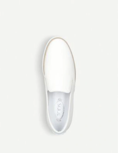 Shop Tod's Raffia-trim Leather Skate Shoes In White