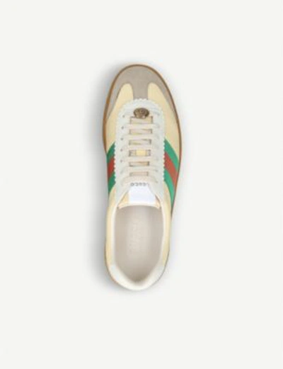 Shop Gucci Logo-print Leather Trainers In Cream Comb