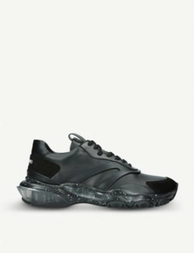 Shop Valentino Mens Bounce Suede-trimmed Leather Trainers In Black/comb