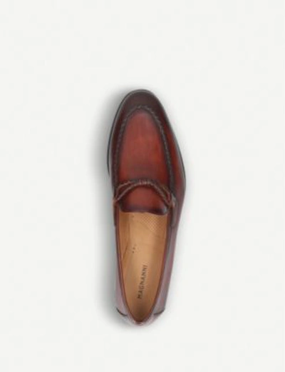 Shop Magnanni Braid-trimmed Leather Loafers In Tan