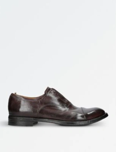 Shop Officine Creative Anatomia Laceless Leather Derby Shoes In Dark Brown