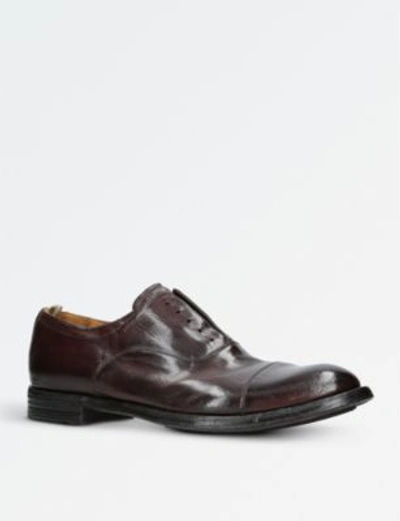 Shop Officine Creative Anatomia Laceless Leather Derby Shoes In Dark Brown