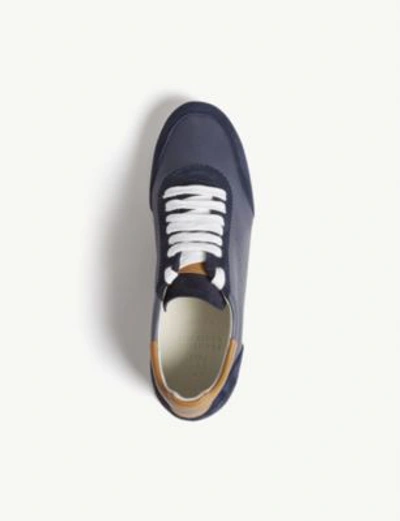 Shop Brunello Cucinelli Leather And Suede Trainers In Blu Navy