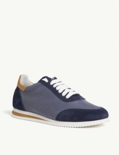 Shop Brunello Cucinelli Leather And Suede Trainers In Blu Navy
