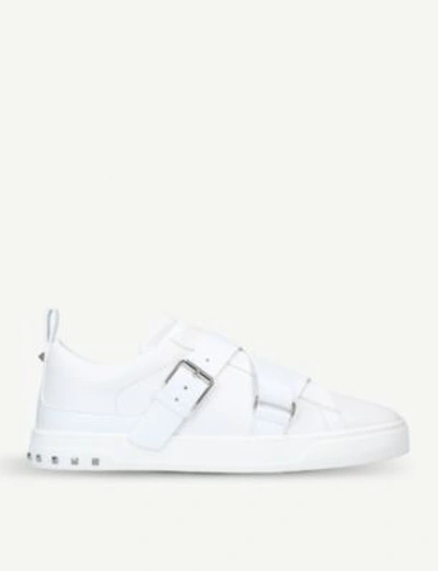 Shop Valentino V-punk Leather Trainers In White