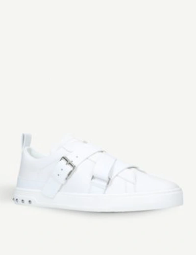 Shop Valentino V-punk Leather Trainers In White