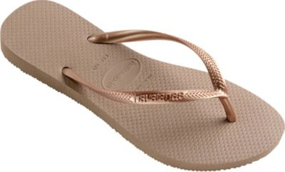 Havaianas Slim Logo-embossed Rubber Flip Flops In Rose Gold