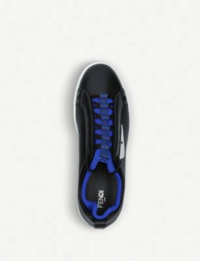 Shop Fendi Monster Leather Trainers In Blk/white
