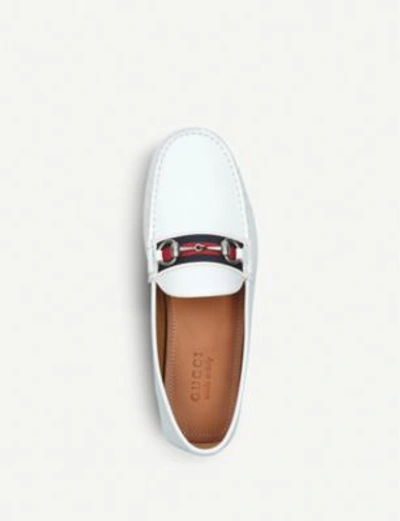 Shop Gucci Leather Driving Shoes In White