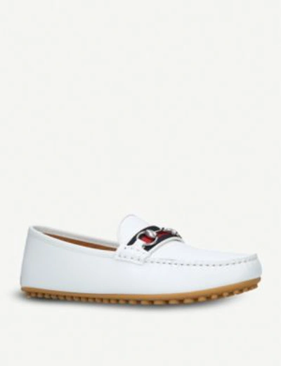 Shop Gucci Leather Driving Shoes In White
