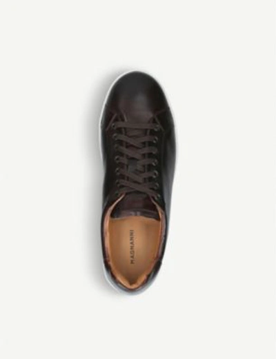 Shop Magnanni Gunner Lo Leather Trainers In Mid Brown
