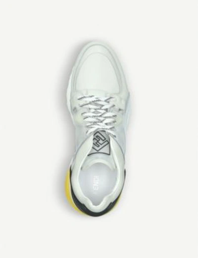 Shop Fendi Panelled Leather Trainers In White/oth