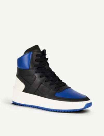 Shop Fear Of God Varsity Basketball Panelled Leather High-top Trainers In Black Royal