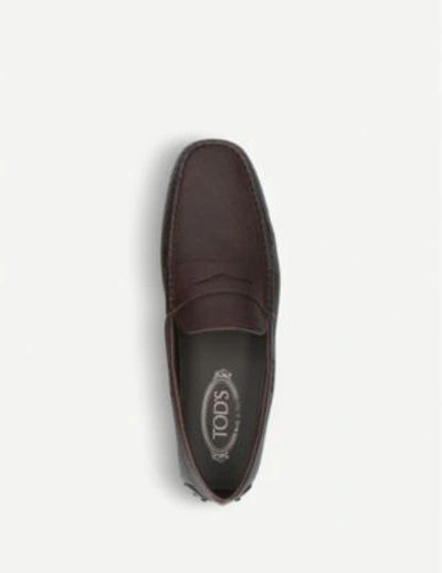 Shop Tod's City Driver Leather Driving Shoes In Brown