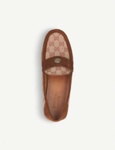 Shop Gucci Gg Canvas Driving Shoes In Brown/oth