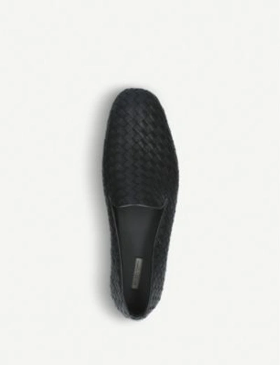 Shop Bottega Veneta Woven Leather Slippers In Black