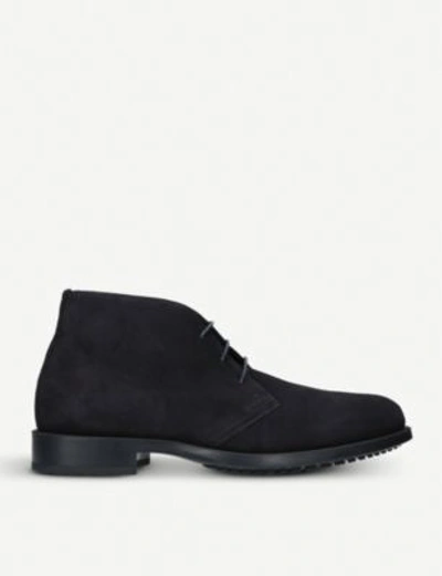 Shop Kurt Geiger Balfour Lace-up Suede Desert Boots In Navy