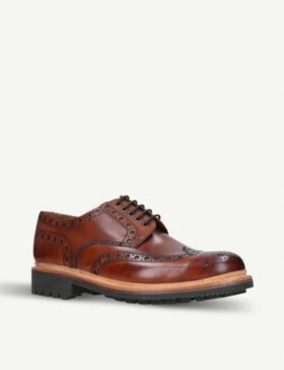 Shop Grenson Archie Leather Brogues In Tan
