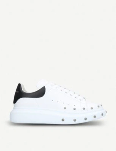 Shop Alexander Mcqueen Stud-embellishment Leather Trainers In White/blk