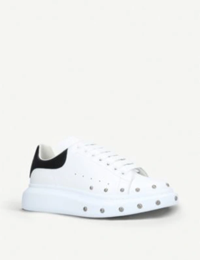 Shop Alexander Mcqueen Stud-embellishment Leather Trainers In White/blk