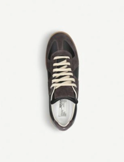 Shop Maison Margiela Replica Leather Trainers In Blk/grey