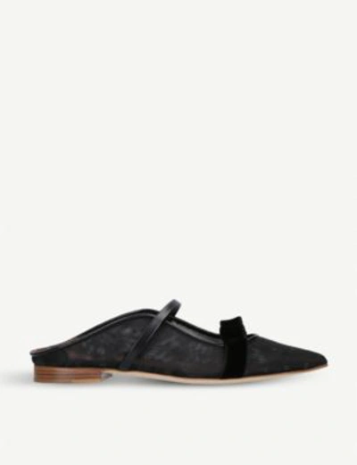 Shop Malone Souliers Black Marguerite Luwolt Leather Flats Sandals