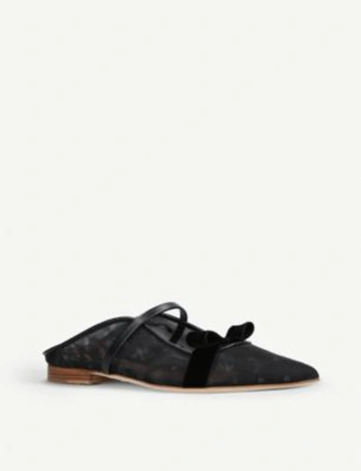 Shop Malone Souliers Black Marguerite Luwolt Leather Flats Sandals