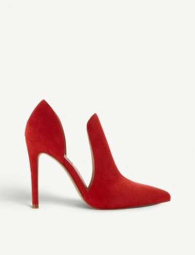 Shop Steve Madden Dance Sm Cutout-side Faux-suede Court Shoes In Red-suede