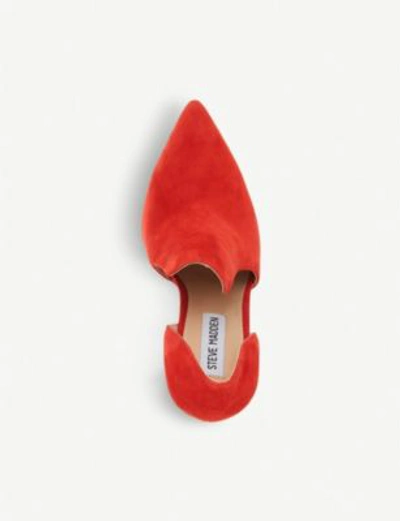 Shop Steve Madden Dance Sm Cutout-side Faux-suede Court Shoes In Red-suede