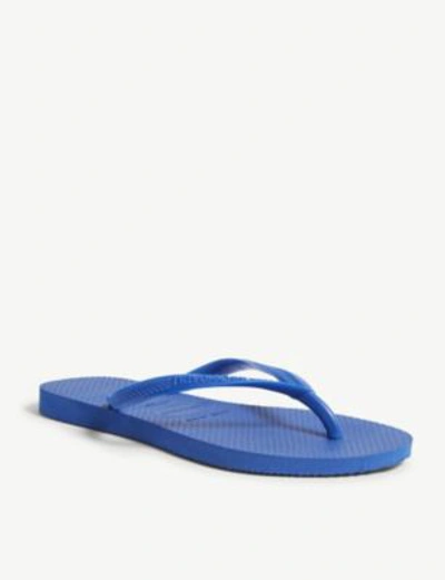Shop Havaianas Slim Rubber Flip-flops In Blue Star