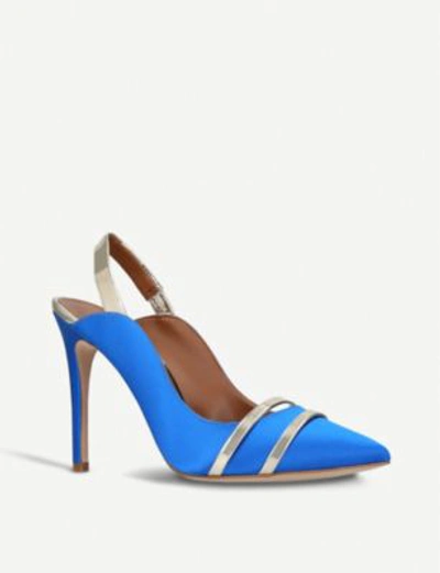 Shop Kurt Geiger Stratton High Heel Satin Courts In Blue