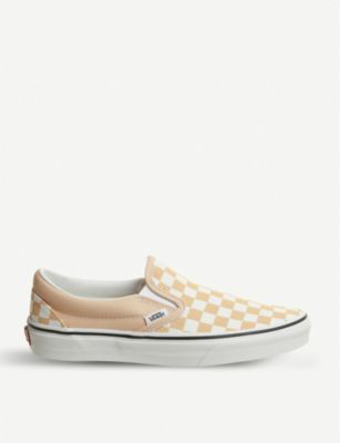 Vans Classic Checkerboard-print Canvas Slip-on Trainers In Apricot White |