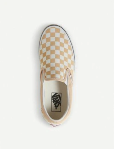 Shop Vans Classic Checkerboard-print Canvas Slip-on Trainers In Apricot True White