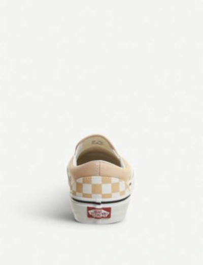 Shop Vans Classic Checkerboard-print Canvas Slip-on Trainers In Apricot True White