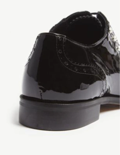 Shop Claudie Pierlot Alexis Patent Leather Brogues In Noir