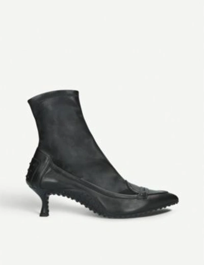 Shop Tod's X Alessandro Dell'acqua Gomma Leather Ankle Boots In Black