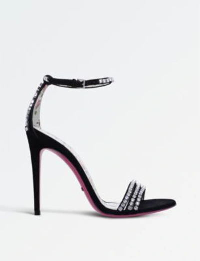 Shop Gucci Crystal-embellished Suede Sandals In Black