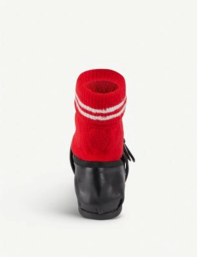 Shop Miu Miu Sock Leather Ballet Flats In Nero Rosso