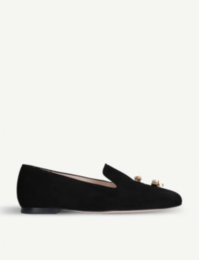 Shop Stuart Weitzman Node Suede Loafers In Black