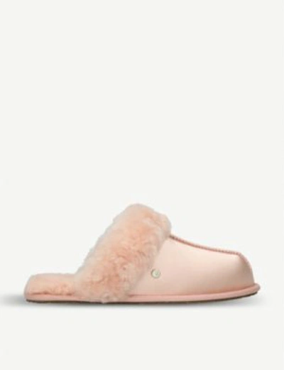 Shop Ugg Scuffette Shearling-lined Satin Slippers In Pink