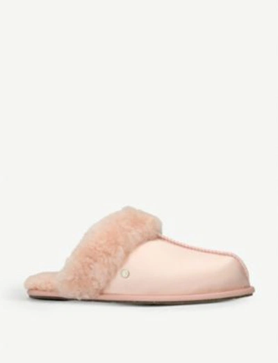 Shop Ugg Scuffette Shearling-lined Satin Slippers In Pink