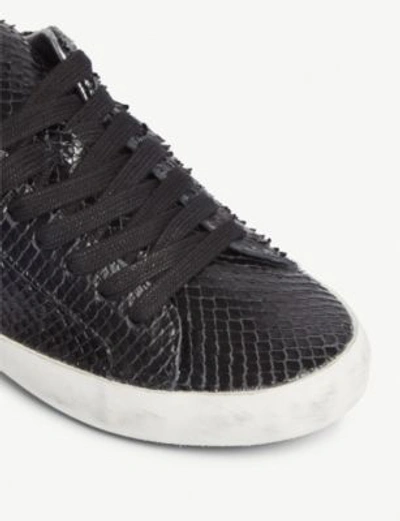 Shop Zadig & Voltaire Neo Keith Reptile-embossed Leather Trainers In Noir