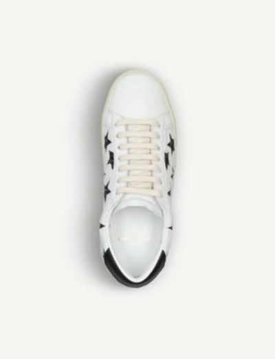 Shop Saint Laurent Court Classic Cutout Star Leather Trainers In White